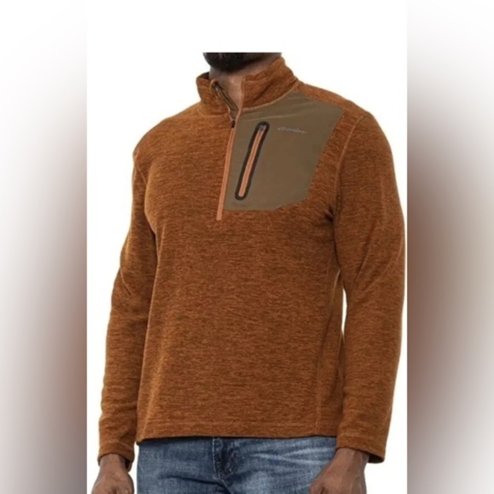 Eddie Bauer Brown Mens Cloud Quarter-Zip Anti Pill Pullover Size XXL